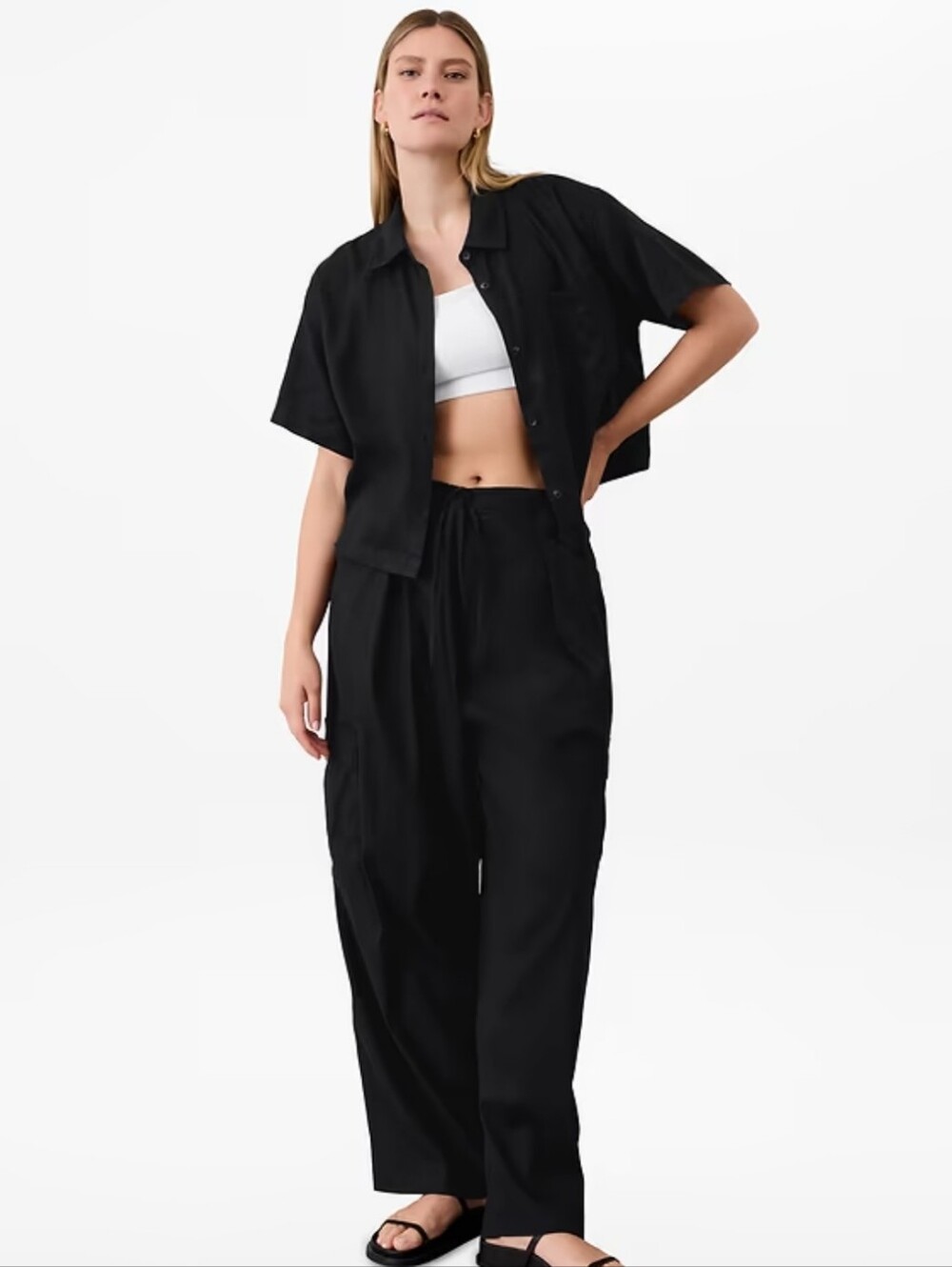 Athleta Paradise Straight Leg Cargo Drawstring Waist Pants NWT Size: M - Picture 3 of 15